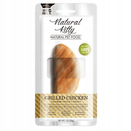 Natural Kitty, pamlsek pro dospělé kočky a psy, grilované kuřecí maso, 24 x 30 g