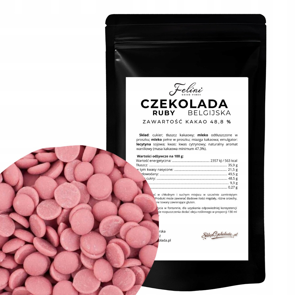 Felini čokoláda Ruby belgická 48,8% 1kg
