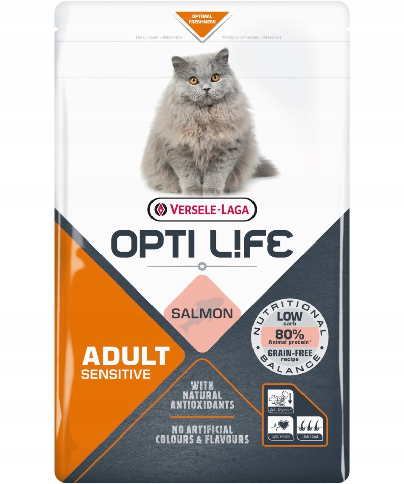 Versele-laga OptiLife Cat Adult Sensitive Salmon 2.5 kg pro citlivé kočky