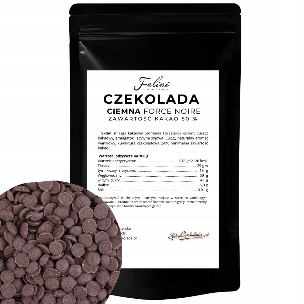 Felini tmavá čokoláda Force Noire 50% 1 kg