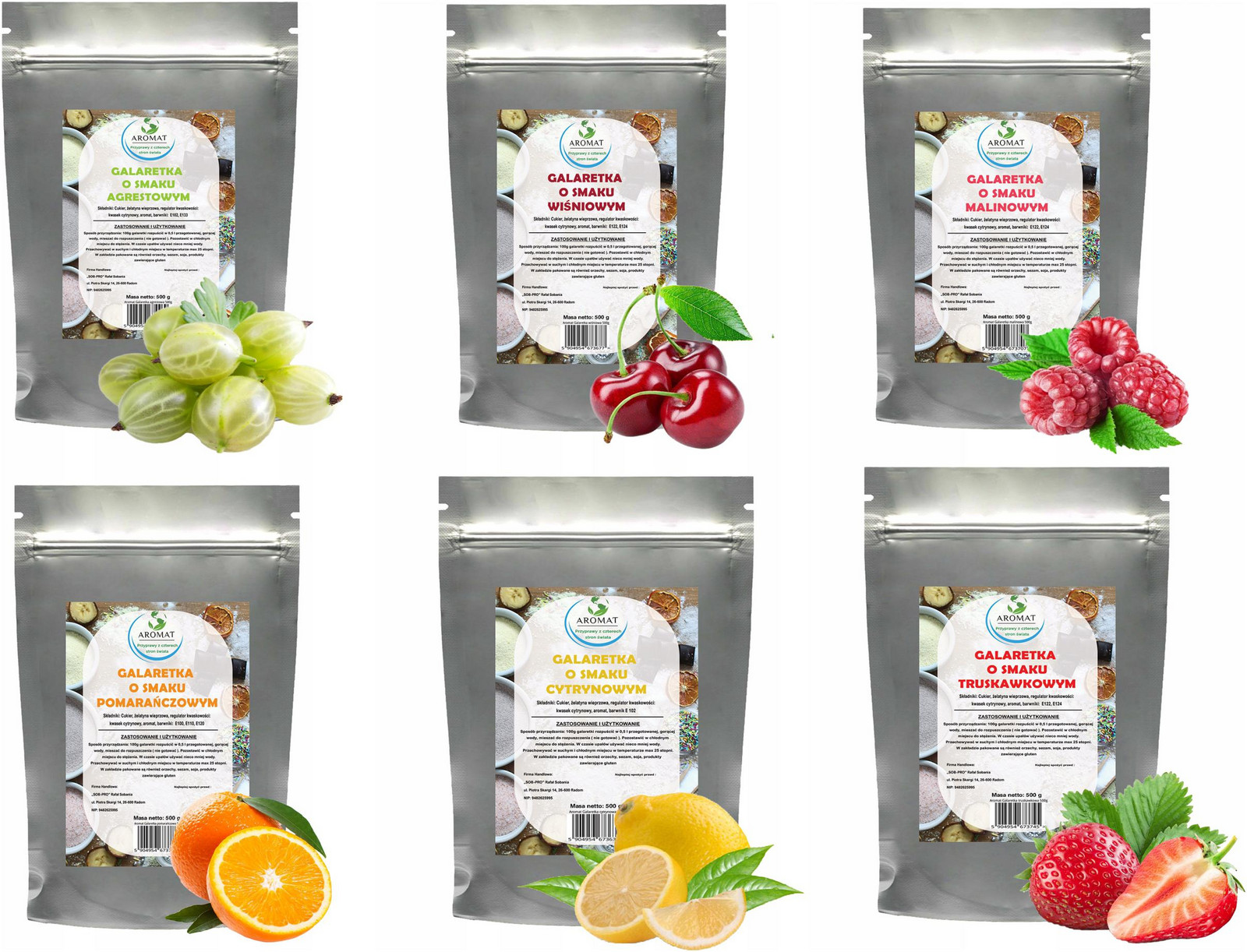 Sada Želé 6X500G 6 Příchutí , Zdravý Dezert , Na Pečivo 3KG