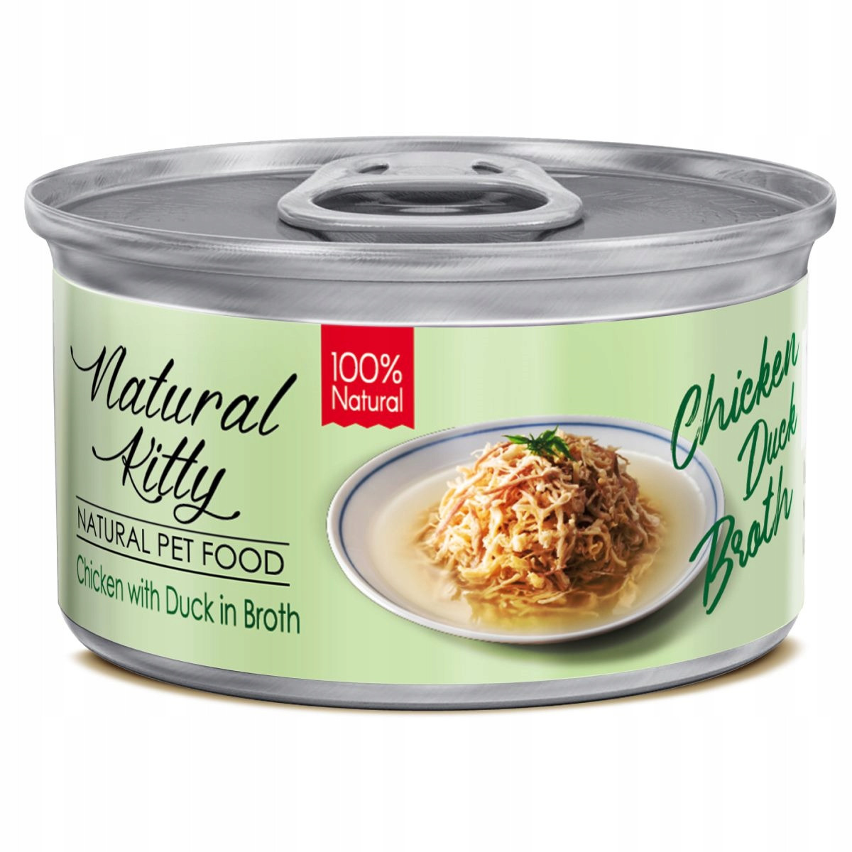 Natural Kitty, krmivo pro kočky všech věkových kategorií, kuře s kachnou, 24 x 80 g