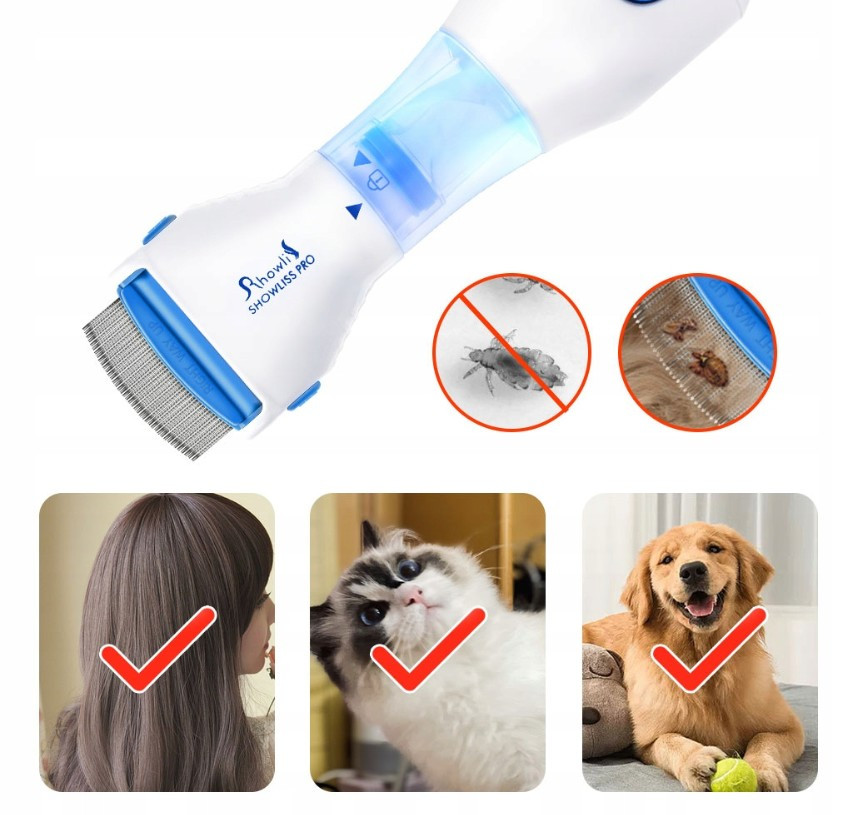 Kartáč na srst s vysavačem na blechy a klíšťata pro kočky V-comb