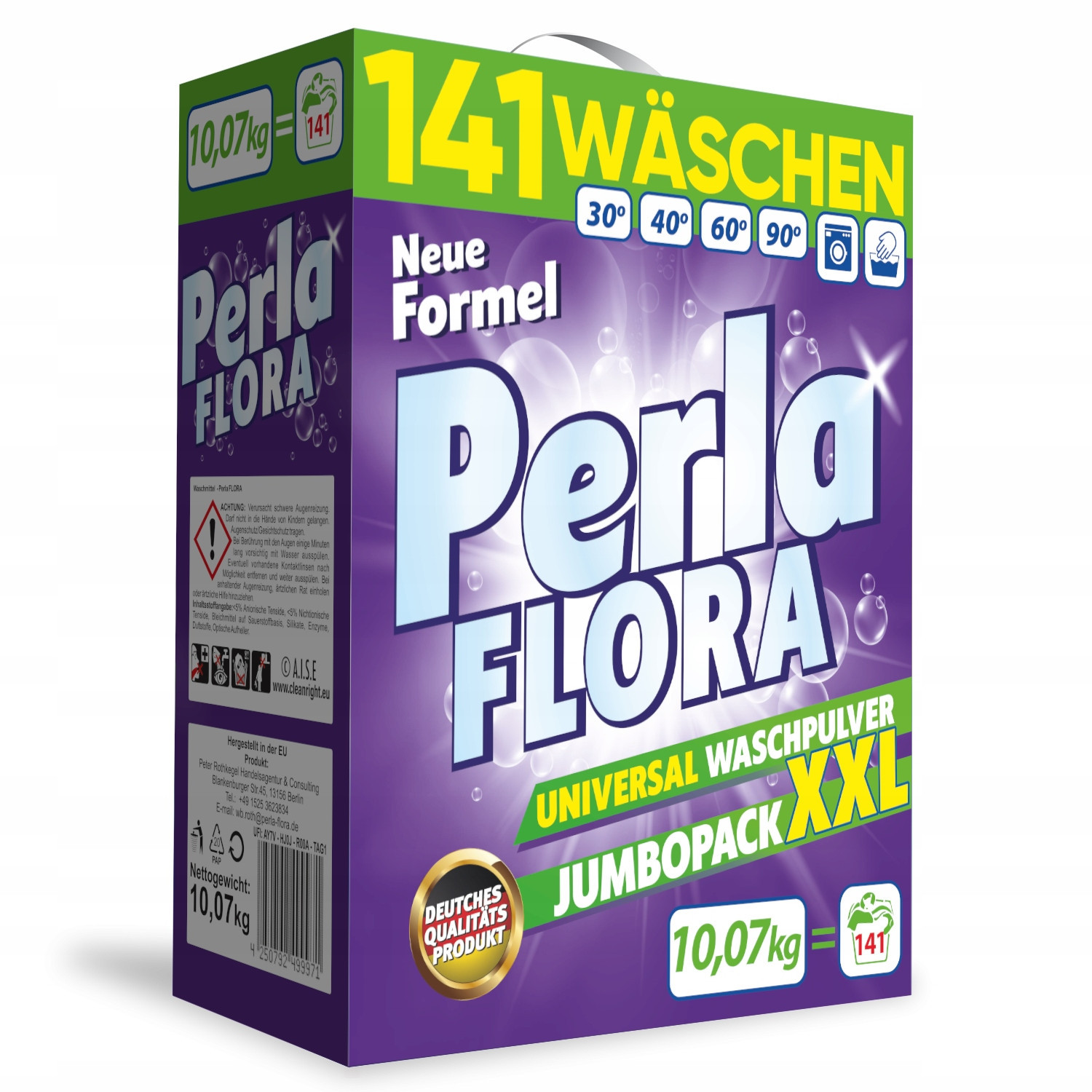 Univerzální prací prášek Perla Flora, barva bílá, 141 praní, 10 kg