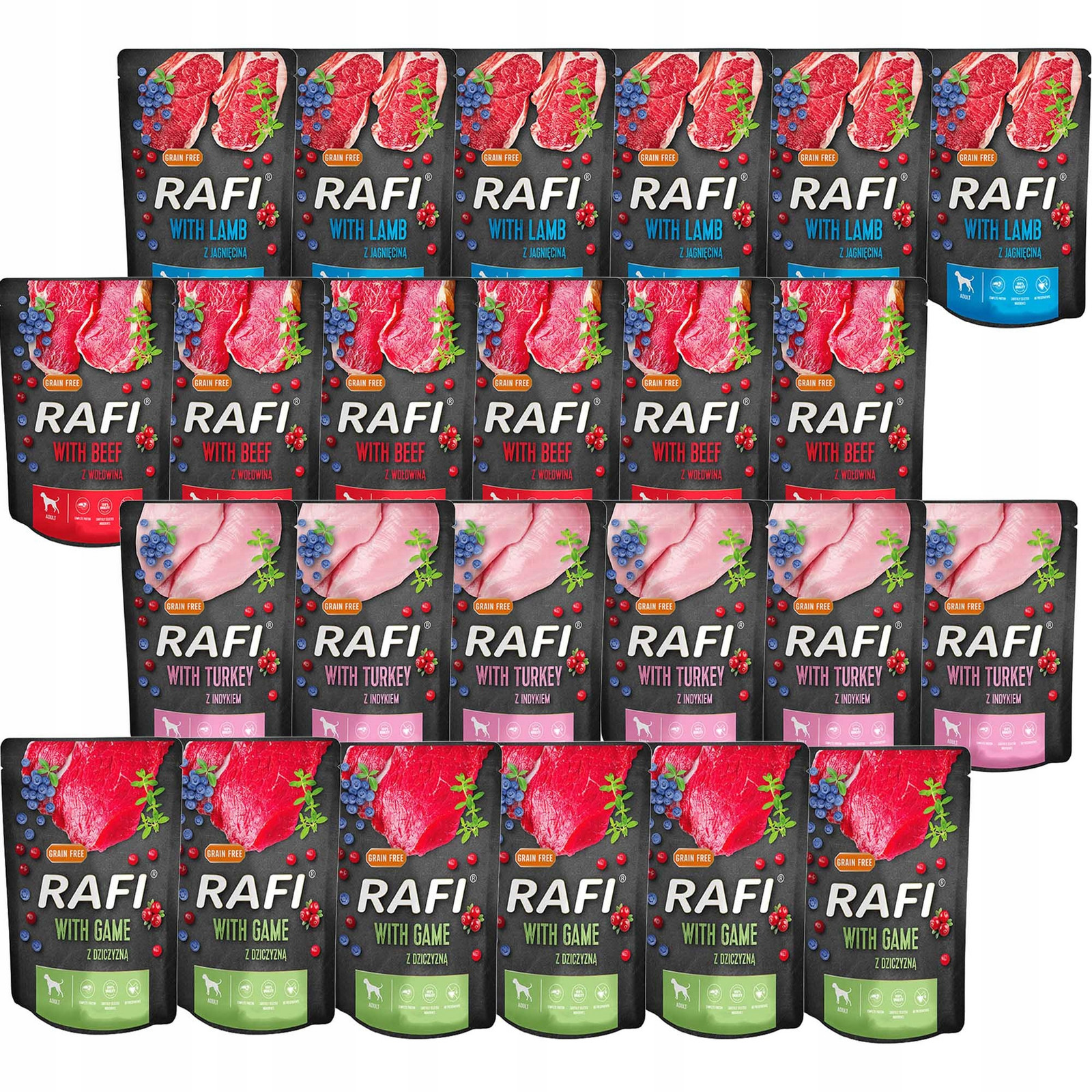 Dolina Noteci Rafi krmivo pro psy Mix chutí 300 g x 24 kusů