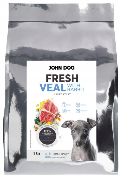 Puppy Fresh krmivo pro štěně Telecí S Králíkem John Dog 3 kg