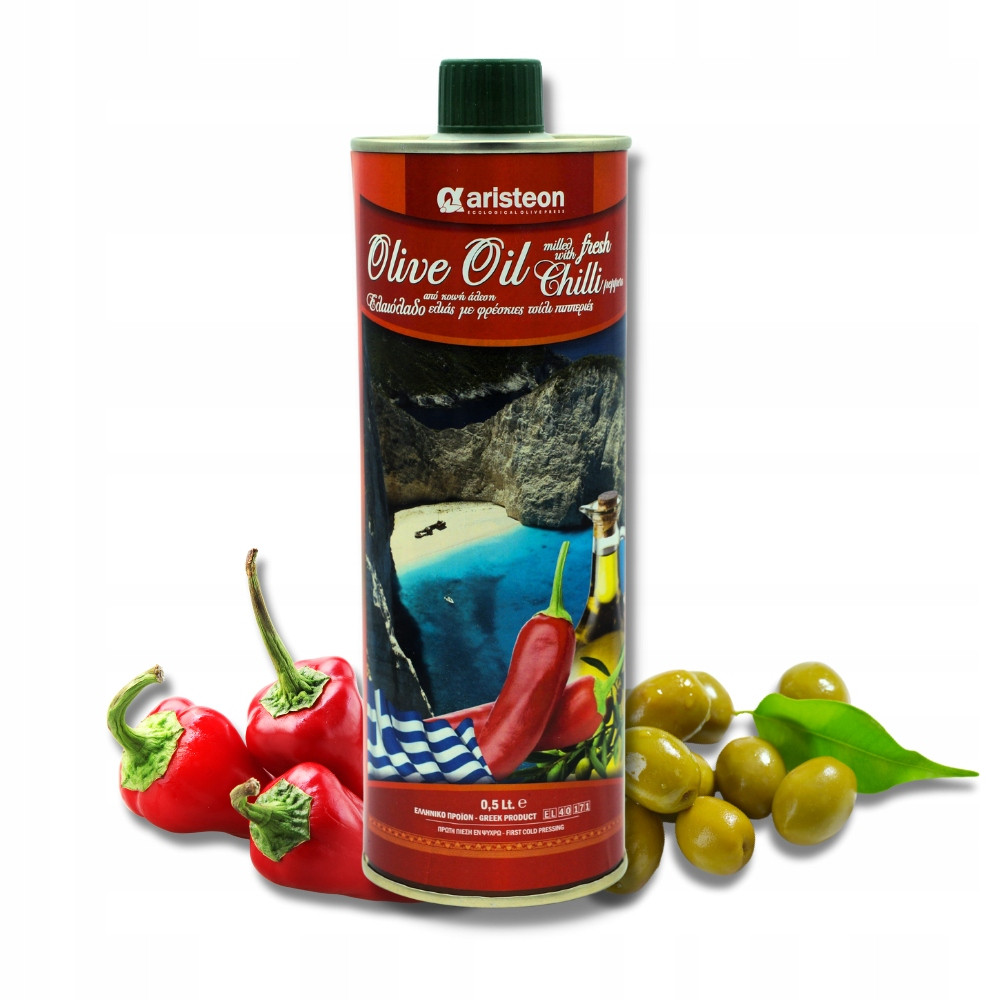 Řecký olivový olej s chilli 500 ml lisovaný za studena, nefiltrovaný