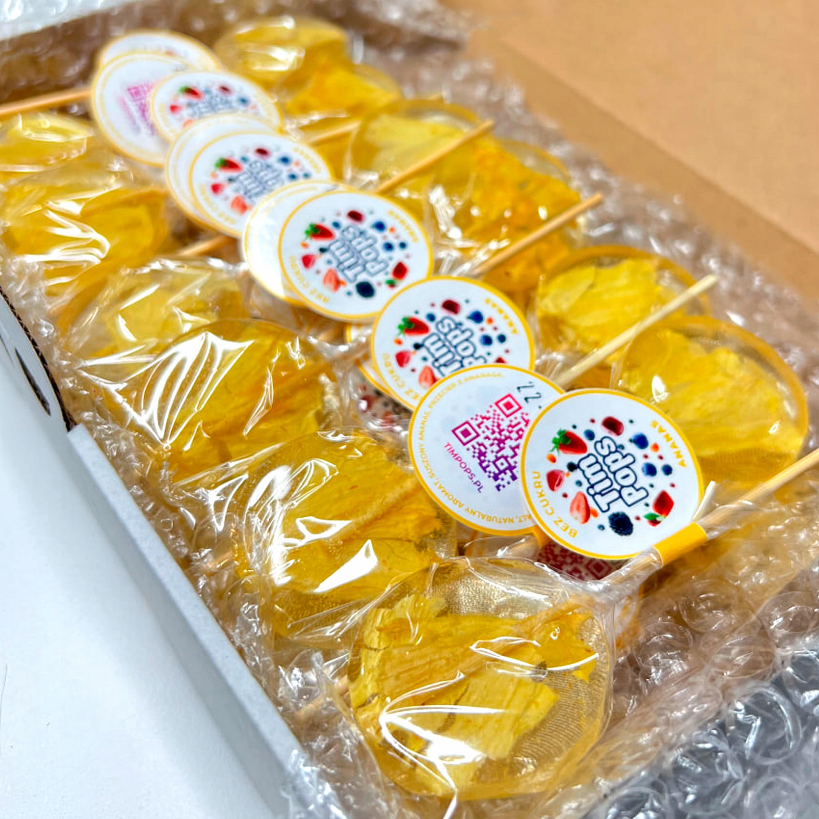 Sada Party Box TimPops 25 lízátek s příchutí ananasu (bez cukru)