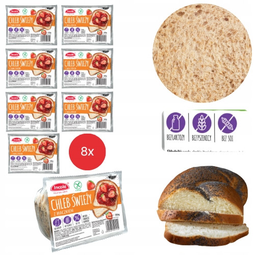 8x Bezlepkový Chléb S Mačkou Křupavý Na Kvásku Bez Laktózy 350G