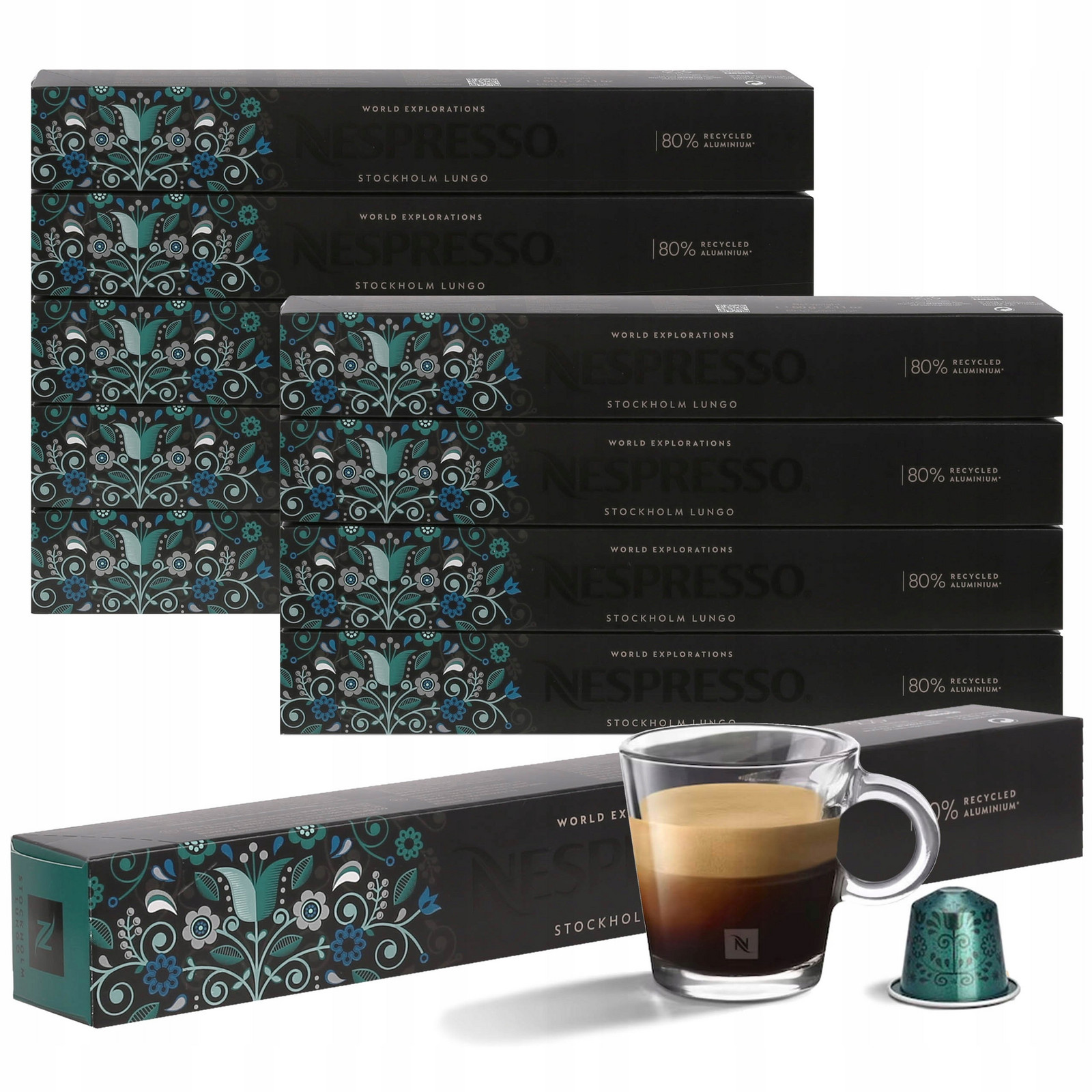 Káva v kapslích s příchutí Stockholm Lungo Nespresso 100 kapslí