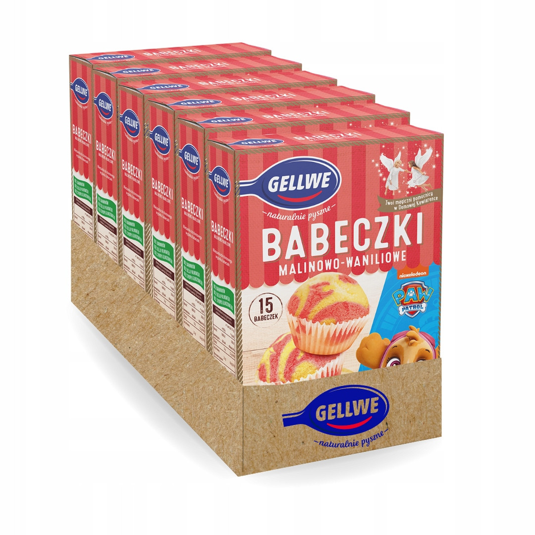 Gellwe Malinově-vanilkové košíčky Tlapková patrola směs 238 g x 6 kusů