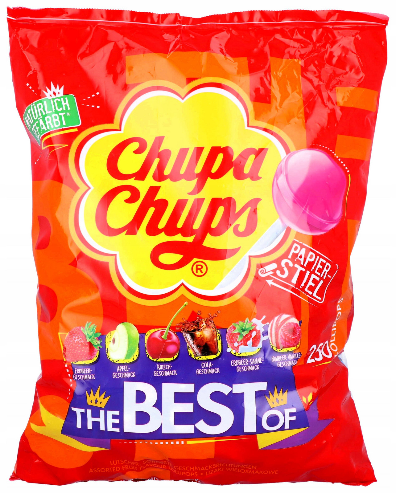Ovocné Lízátka Chupa Chups TheBestOf 250 ks Jablko Jahoda Cola