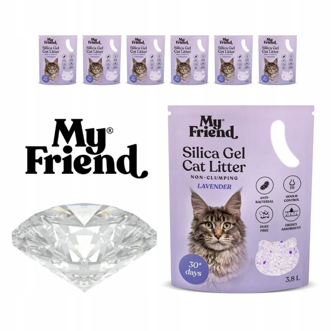 My Friend silikonové stelivo pro kočky Silica Lavender 3,8l Balíček x7