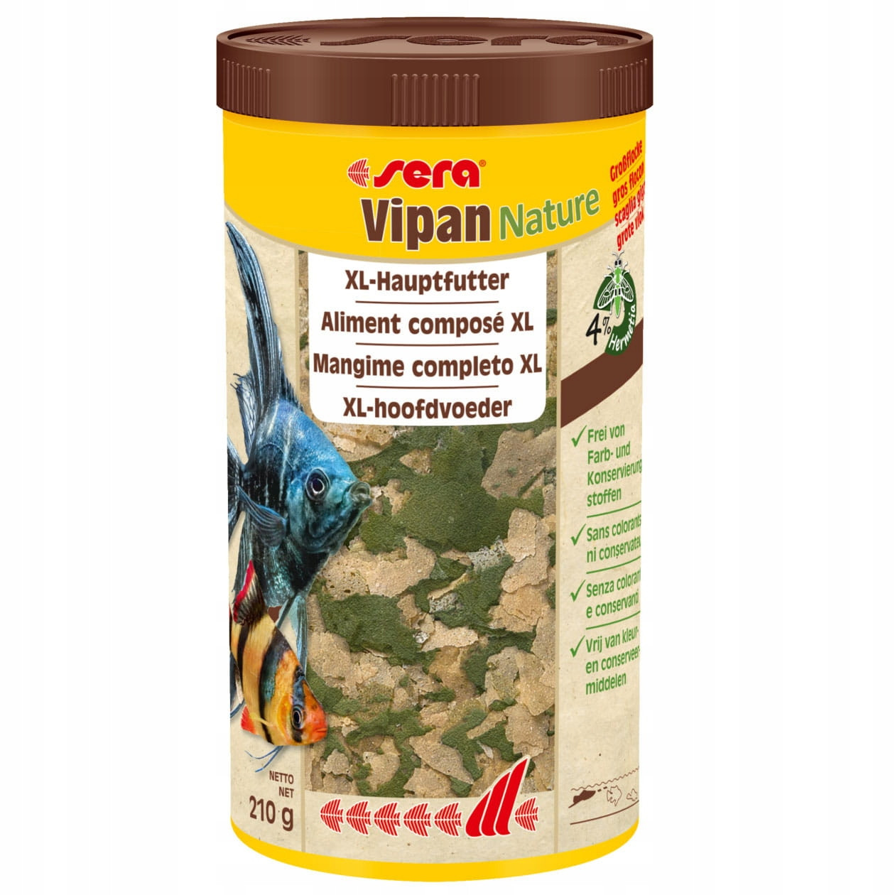 Sera Vipan Nature Large Flakes XL 1000ML 210G Krmivo Vločky Pro Ryby