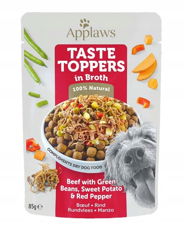 Applaws Taste Toppers Hovězí maso, zelené fazolky, pepř ve vývaru 12x85 g