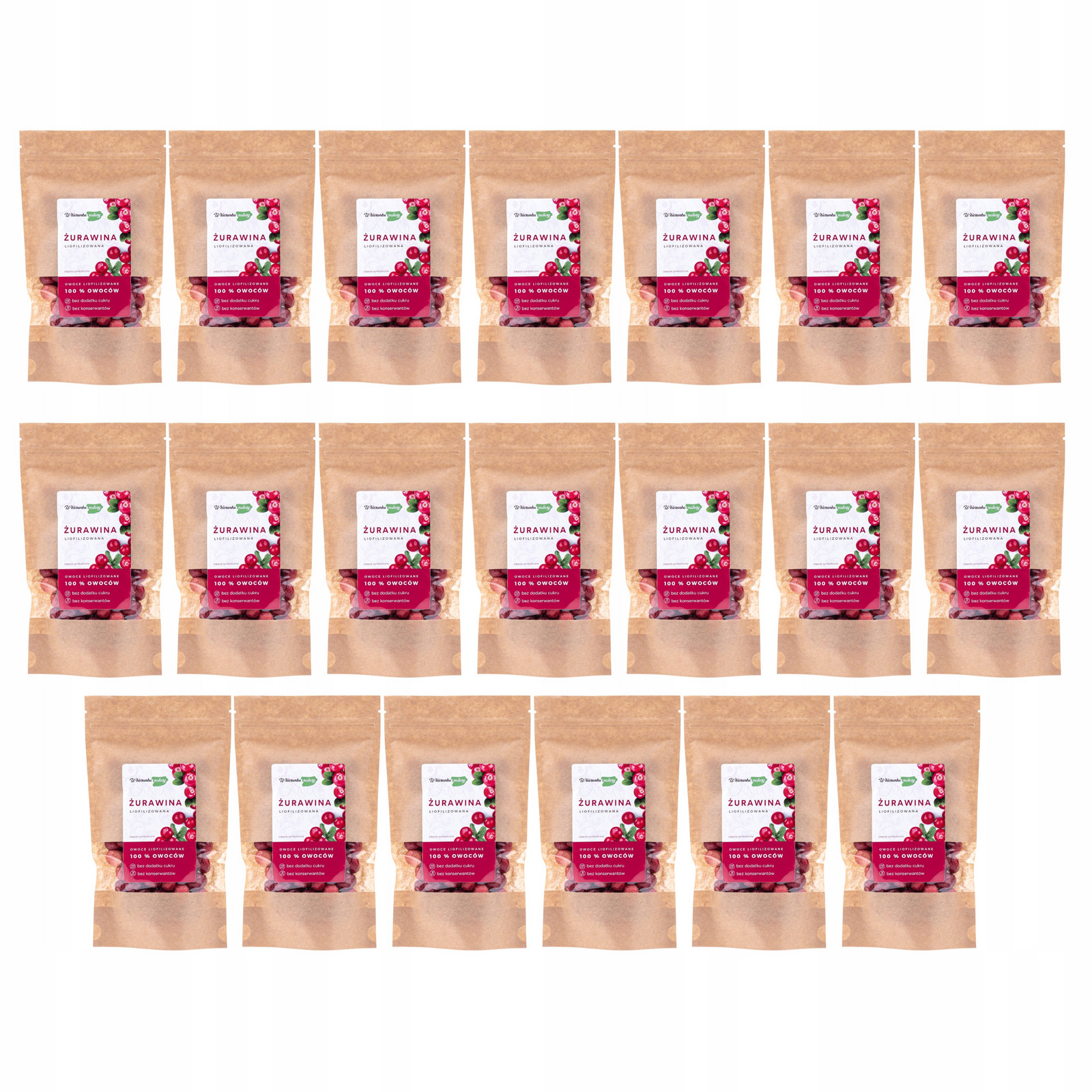 Brusinky Lyofilizované 20 g x 20 kusů Celého Ovoce přírodní Bez Přísad