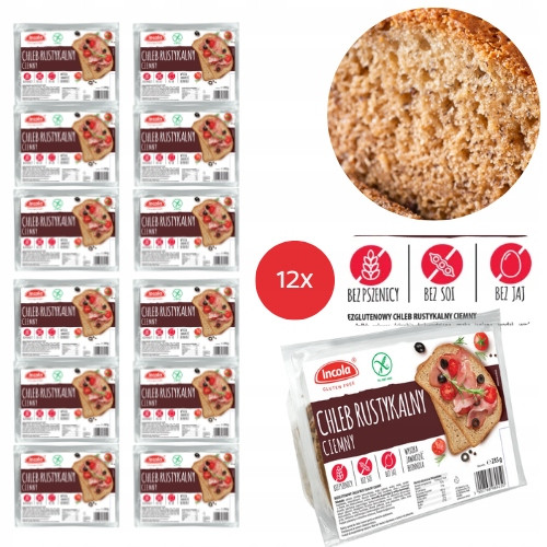 12 x Bezlepkový Rustikální Chléb Tmavý 235G Jáhlový Kvásek Bez Pšenice