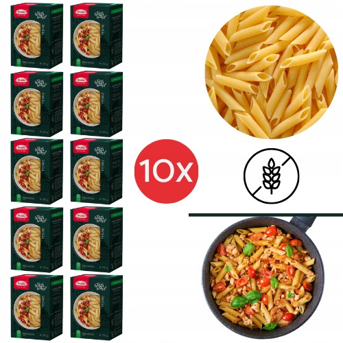 10xBezlepkové těstoviny Penne Incola 250g Trubičky bez laktózy pšenice sóji