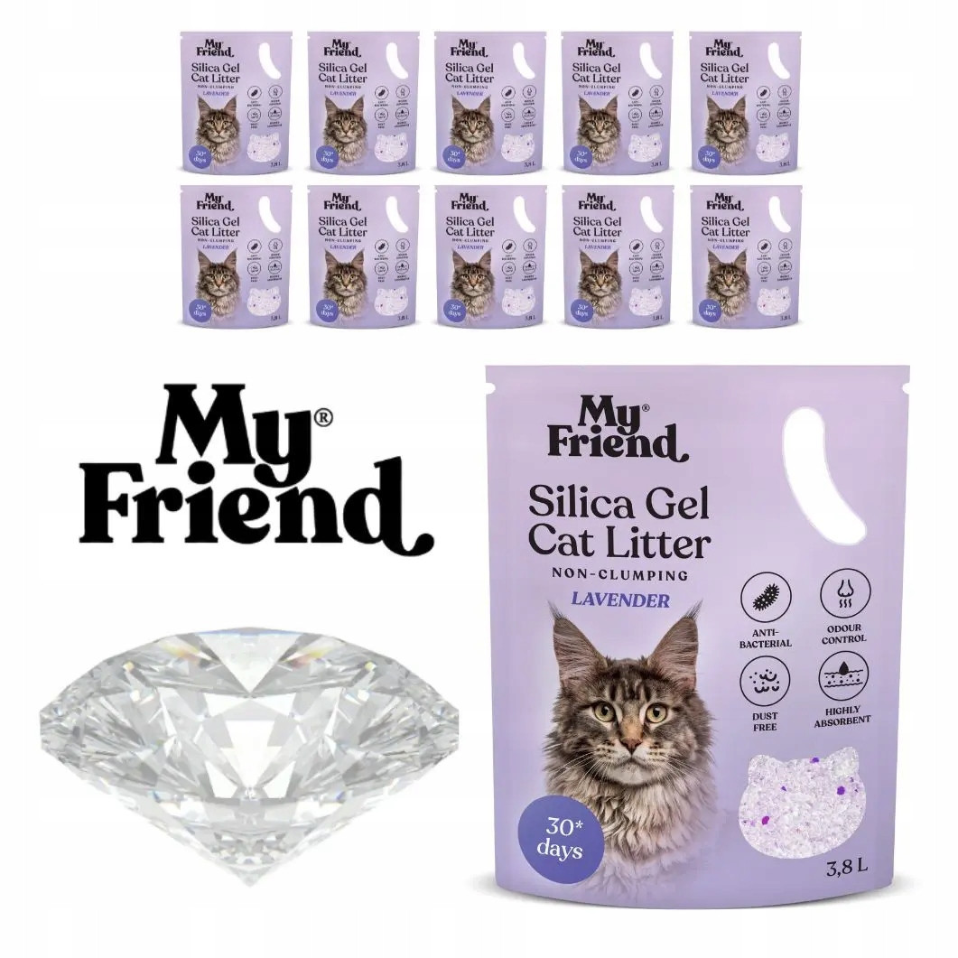 My Friend silikonové stelivo pro kočky Silica Lavender 3,8l Balíček x11