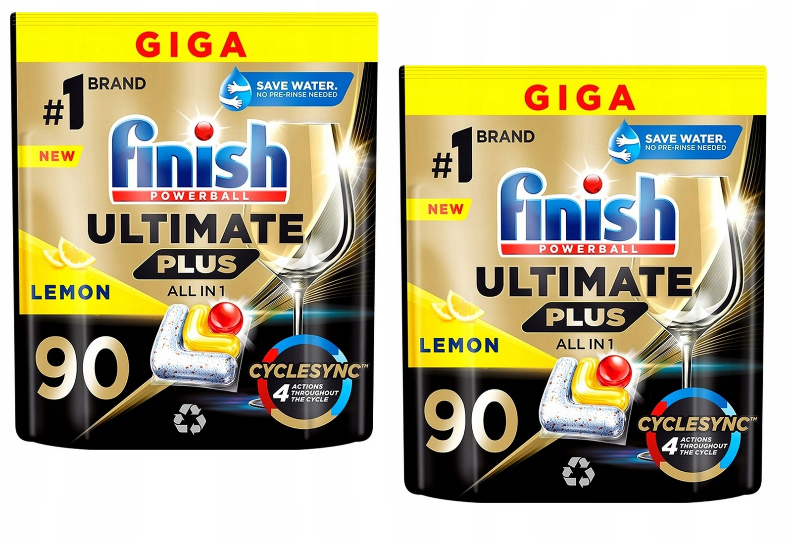 2 x kapsle do myčky nádobí Finish 90ks Ultimate Plus All in 1 Tabs Lemon