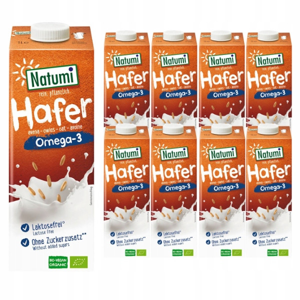 8x Ovesný nápoj omega-3 bez přidaných Bio cukrů 1l