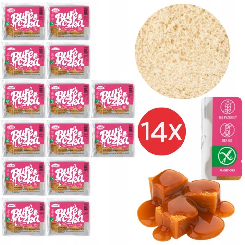 14x Bezlepkové Sladké Rohlíčky 2X40G Měkké Karamelové Bez Sójové Pšenice