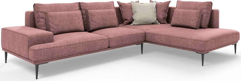 Růžová rozkládací rohová pohovka Interieurs 86 Liege, pravý roh