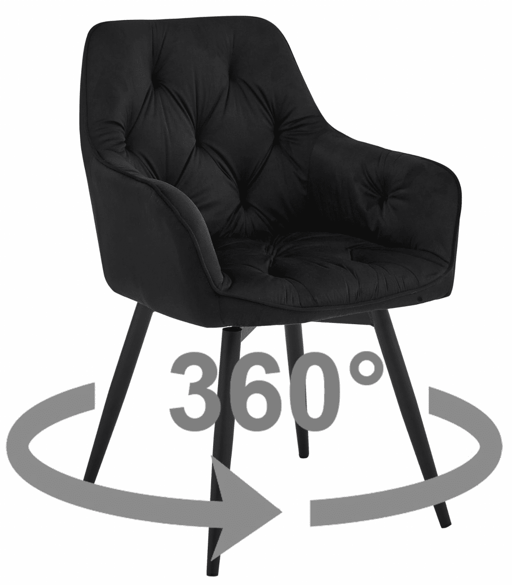 Otočné jídelní křeslo JORK360 VELVET, černé