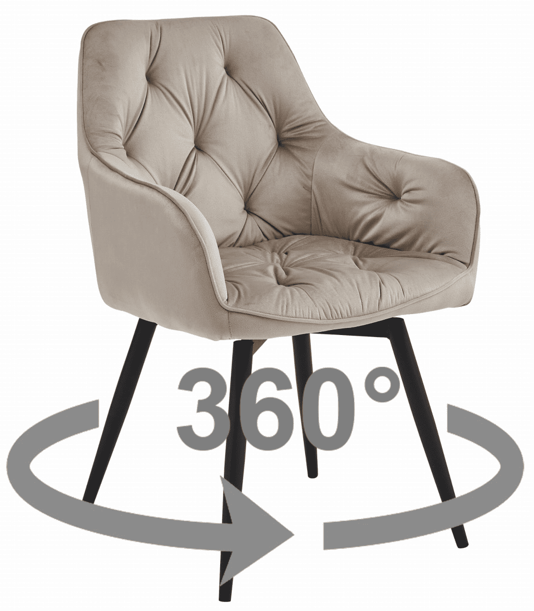 Otočné jídelní křeslo JORK360 VELVET, béžové
