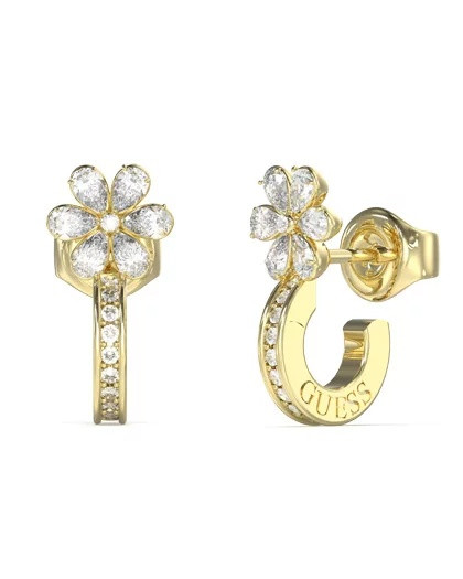 Guess Pozlacené půlkruhové náušnice s květinami Lily JUBE05110JWYGT/U
