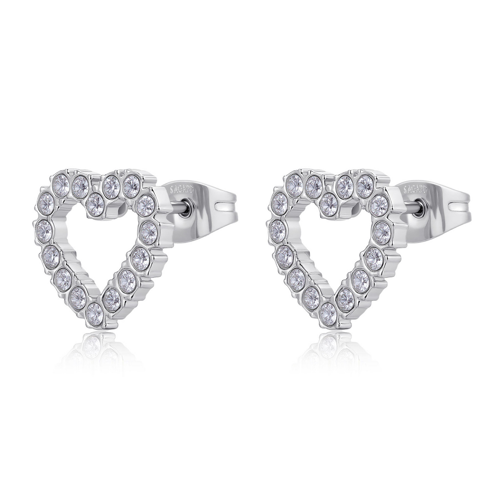 S'Agapõ Blyštivé náušnice srdíčka s krystaly Twinkle SWN21