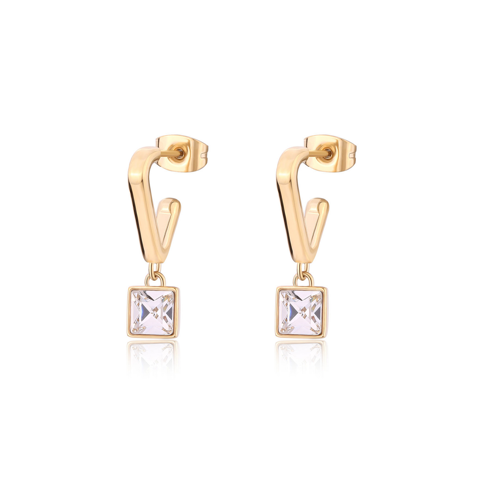 S'Agapõ Pozlacené visací náušnice s krystaly Luce SCE40