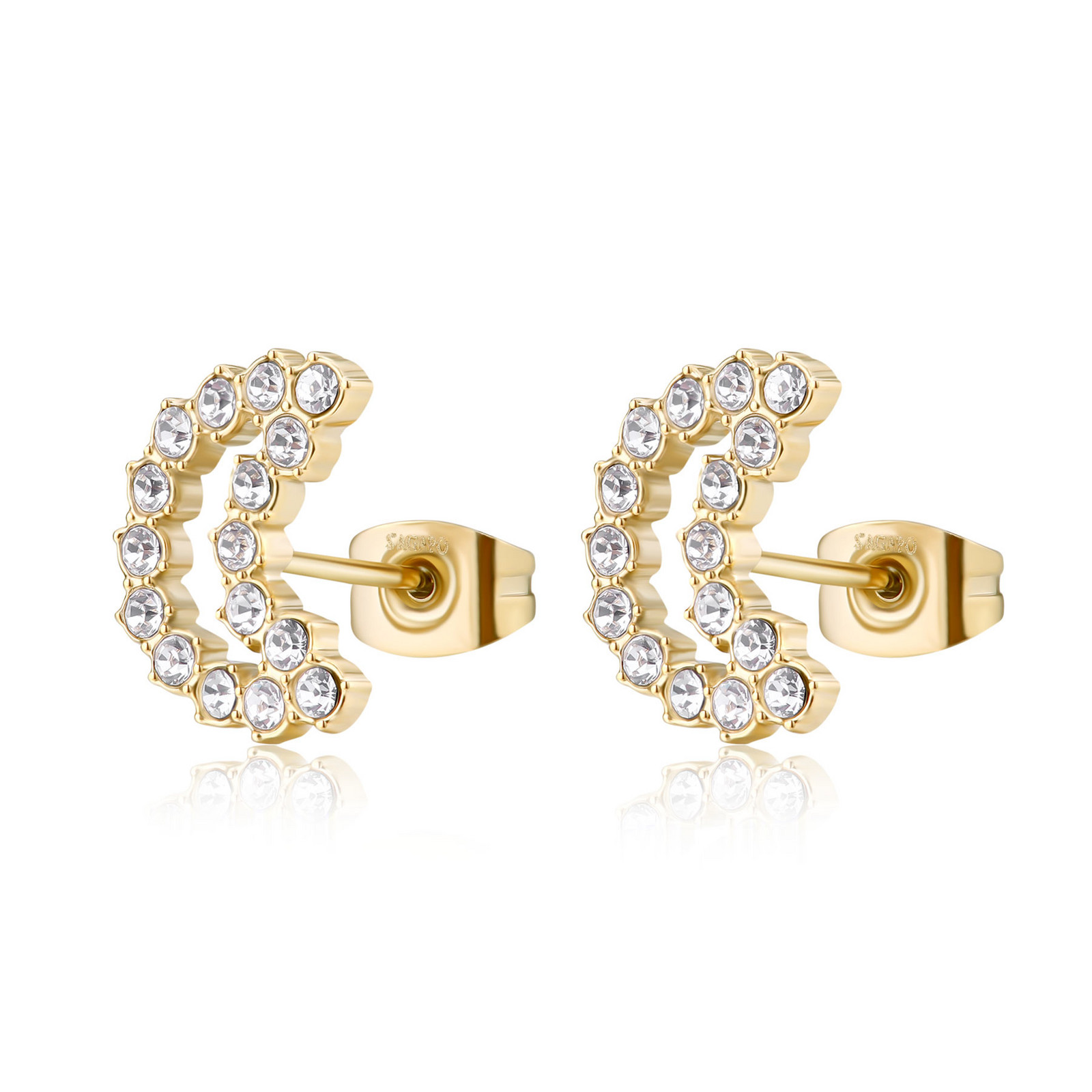 S'Agapõ Třpytivé ocelové náušnice ve tvaru půlměsíce Twinkle SWN28