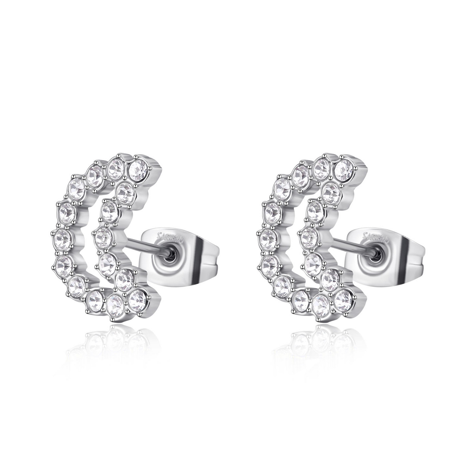 S'Agapõ Okouzlující ocelové náušnice ve tvaru půlměsíce Twinkle SWN27