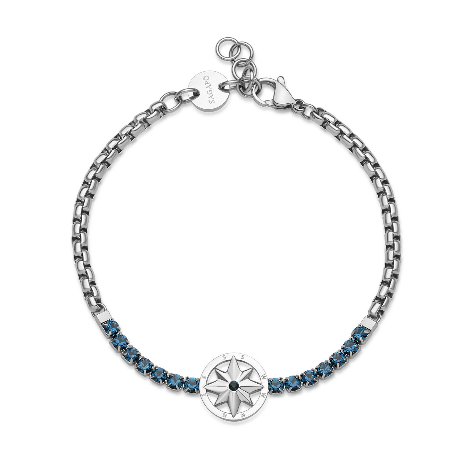S'Agapõ Pánský ocelový náramek Kompas se zirkony Nautika SNK18