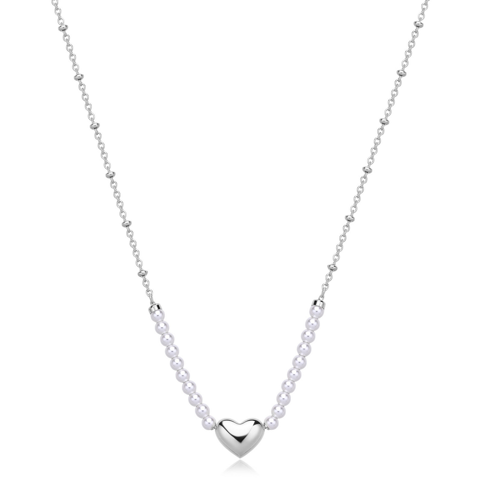 S'Agapõ Romantický ocelový náhrdelník s perlami Stellar SSE33