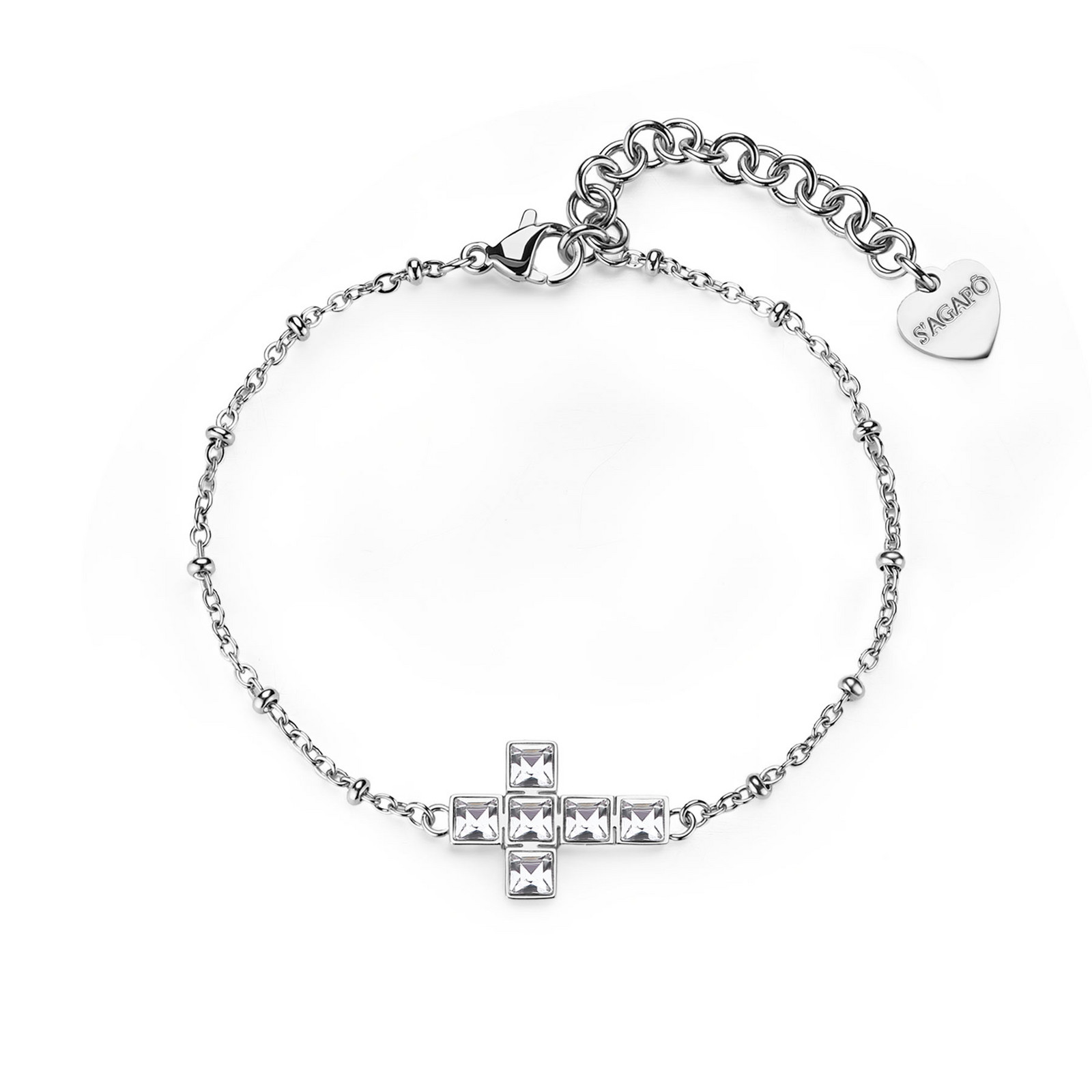 S'Agapõ Slušivý ocelový náramek s křížkem Arcadia SRD13