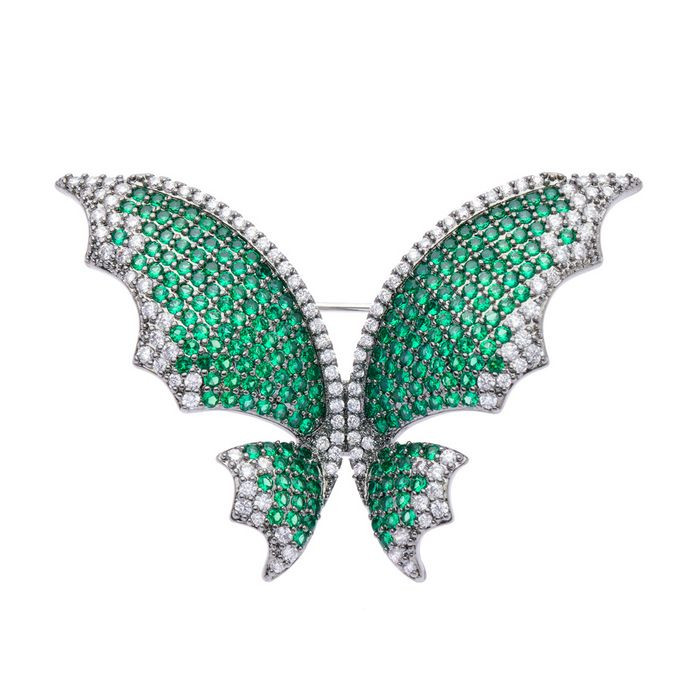 Oliver Weber Třpytivá brož se zelenými krystaly Motýl Chara 58055