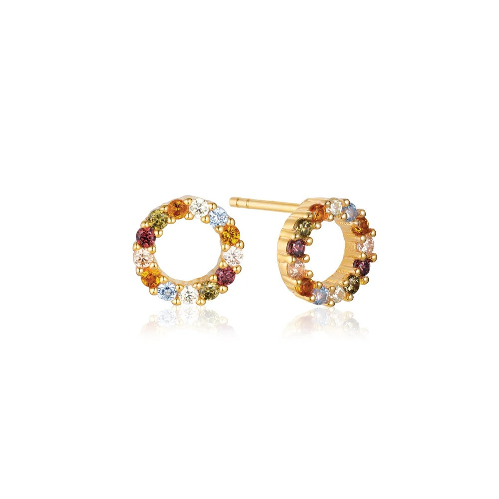 Sif Jakobs Pozlacené náušnice s barevnými kubickými zirkony Biella SJ-E337-ACZ-YG