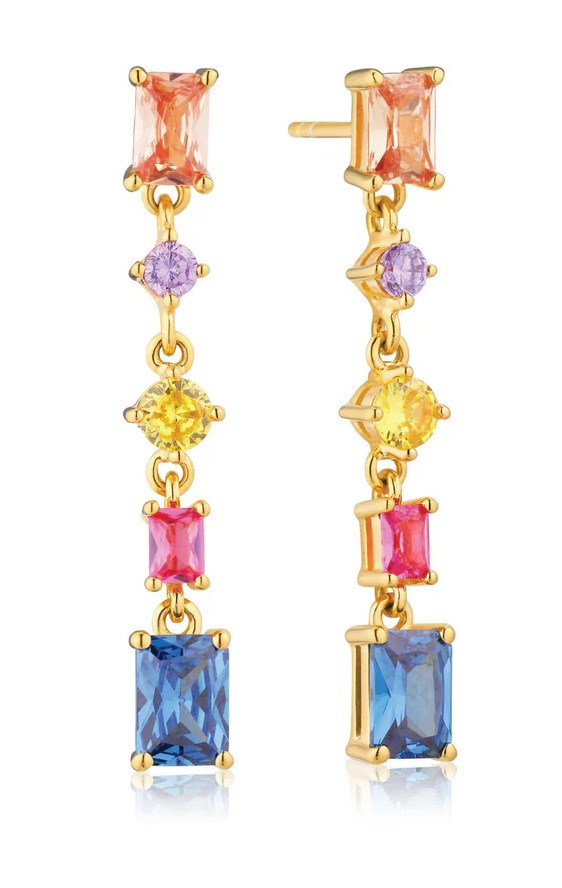 Sif Jakobs Visací pozlacené náušnice s barevnými kubickými zirkony Ivrea SJ-E12320-XCZ-YG