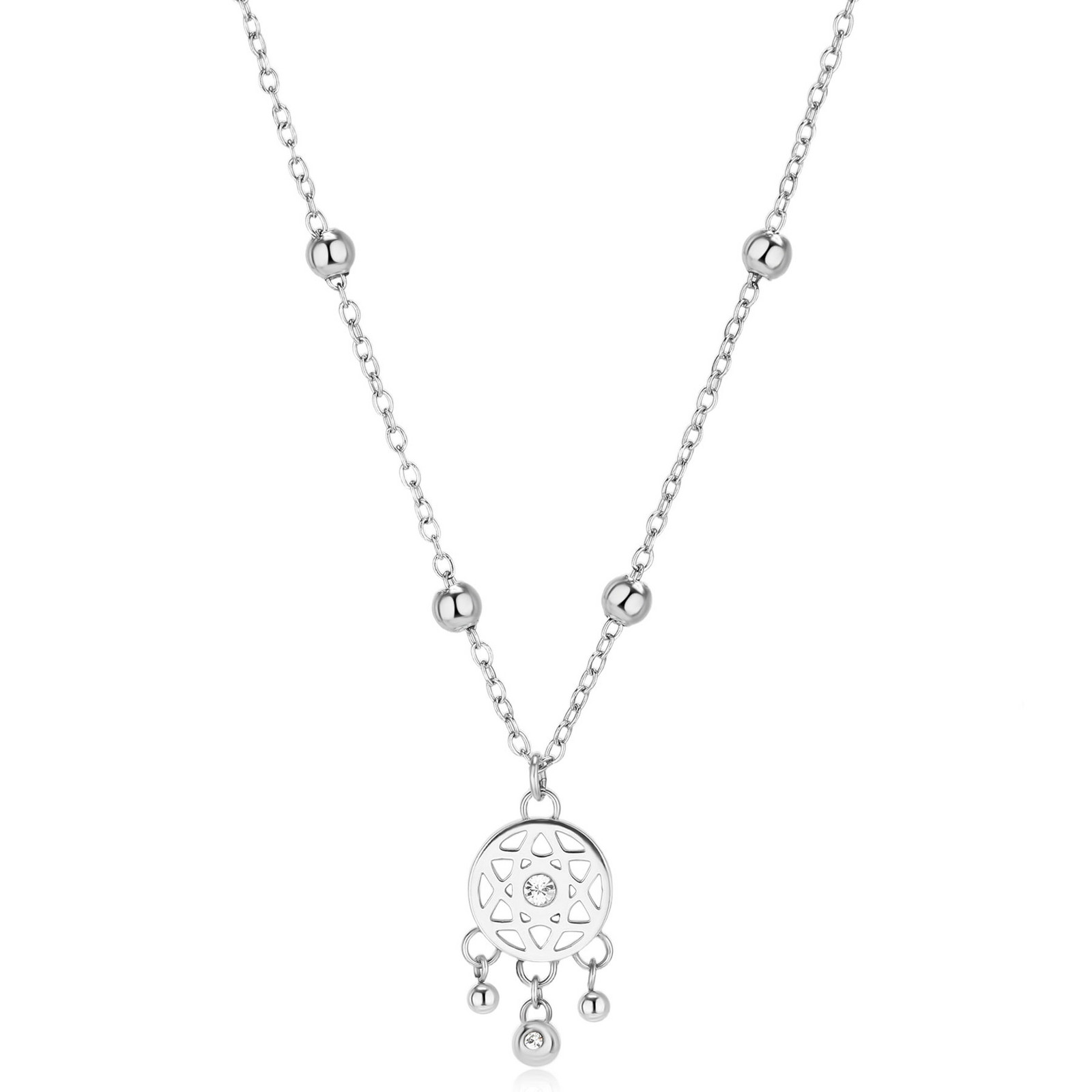 S'Agapõ Ocelový náhrdelník Lapač snů s krystaly Witch SWH09