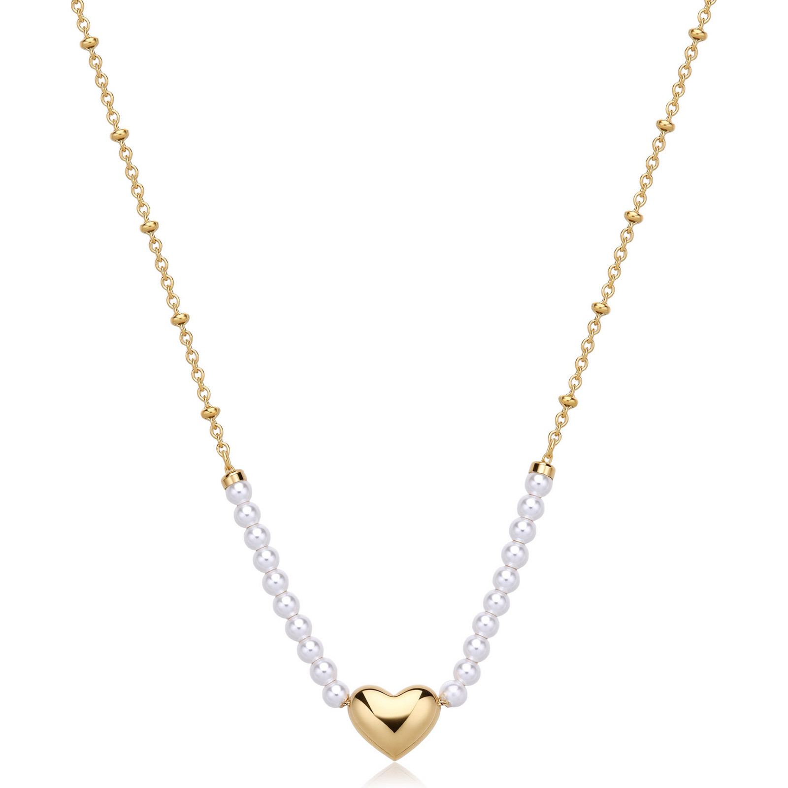 S'Agapõ Romantický pozlacený náhrdelník s perlami Stellar SSE34