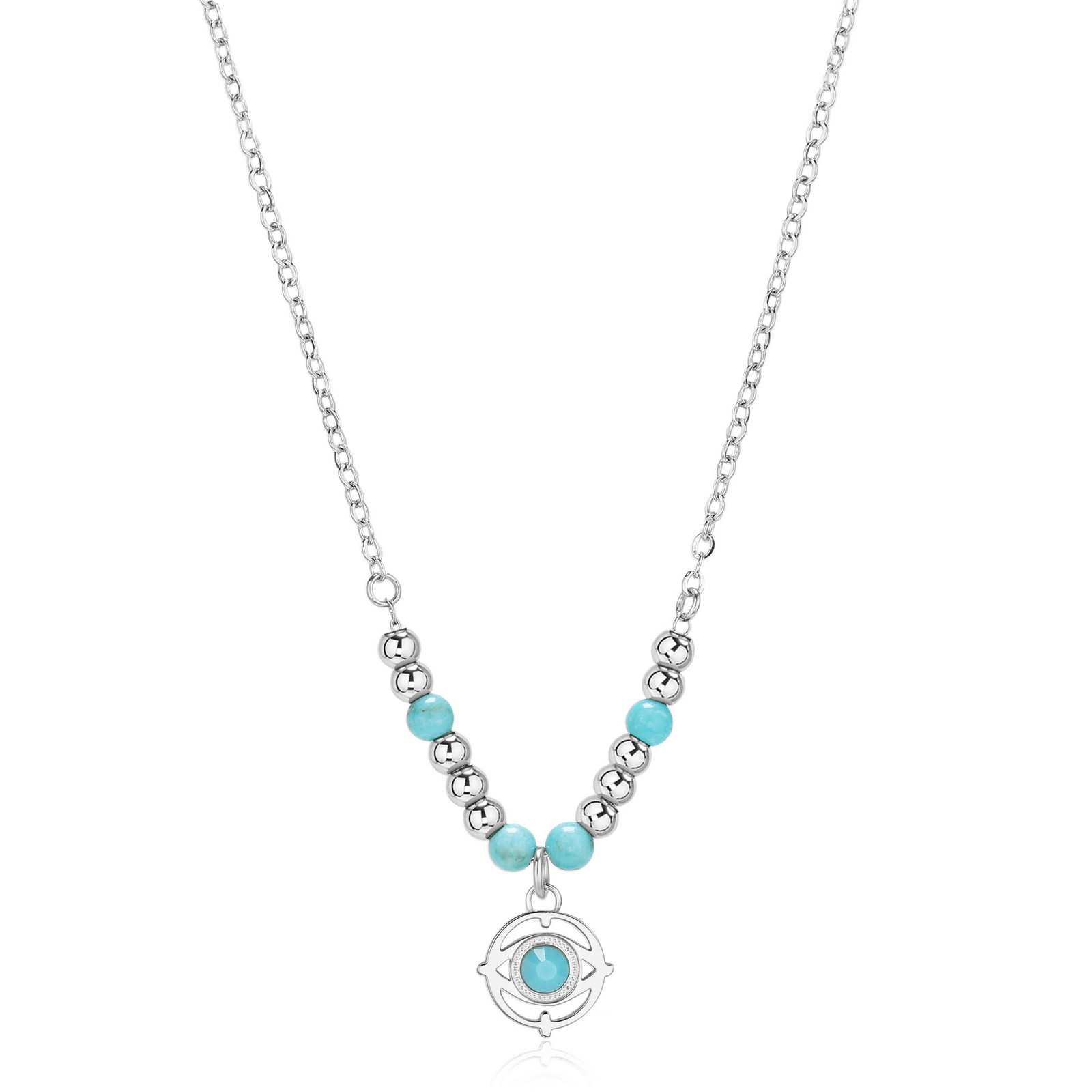 S'Agapõ Ocelový náhrdelník s tyrkysem Boží oko Witch SWH01