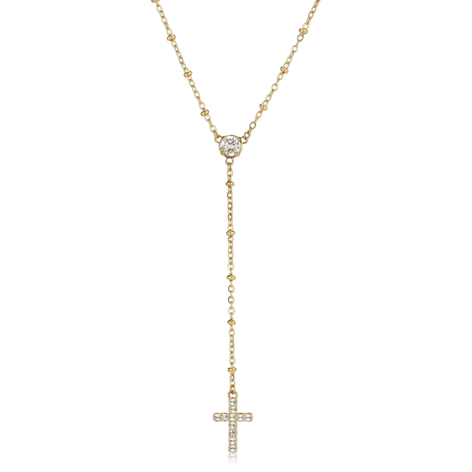 S'Agapõ Dámský pozlacený náhrdelník s křížkem Dazzly SDZ137