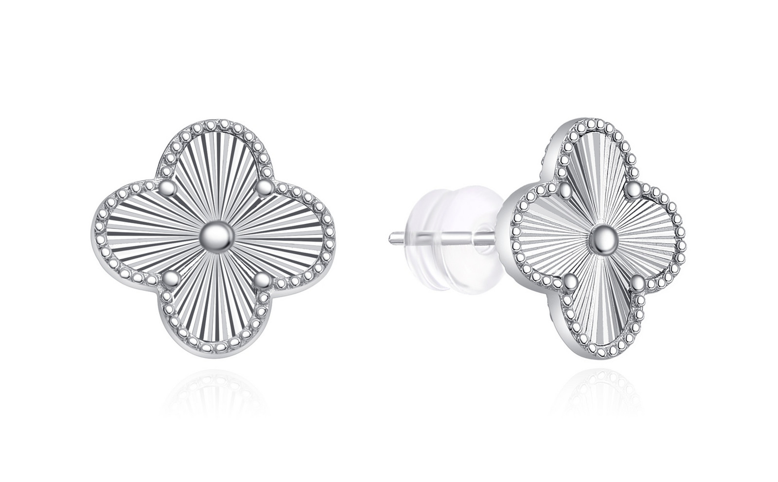 MOISS Stříbrné peckové náušnice Čtyřlístek E0004882