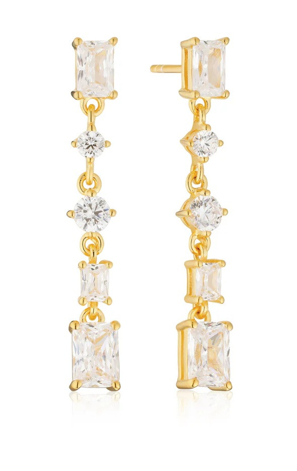 Sif Jakobs Visací pozlacené náušnice s kubickými zirkony Ivrea SJ-E12320-CZ-YG