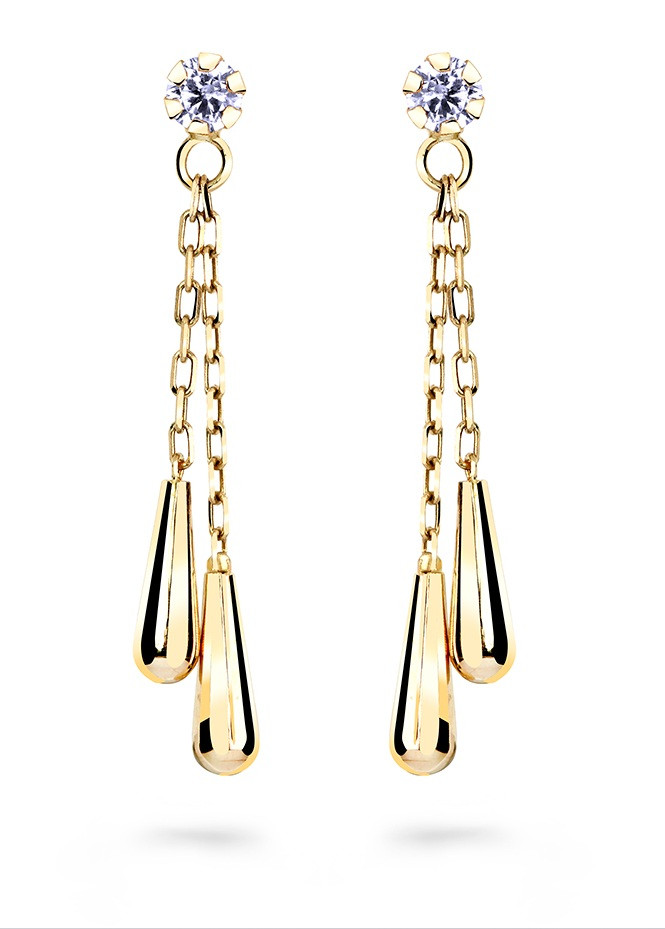 Cutie Jewellery Půvabné zlaté náušnice s řetízky Z5033-20-10-X-1