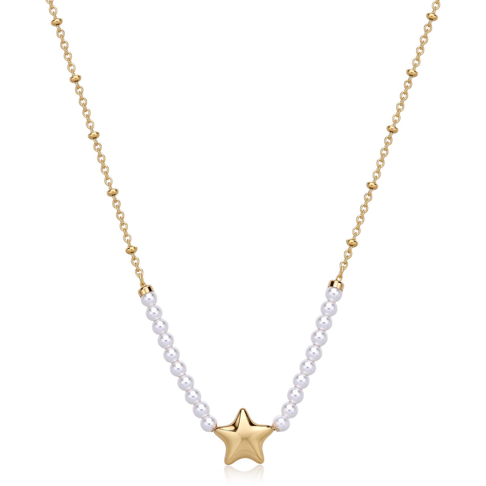 S'Agapõ Něžný pozlacený náhrdelník s perlami Stellar SSE38