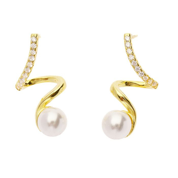 Oliver Weber Půvabné pozlacené náušnice s perličkami Ivory 62277G