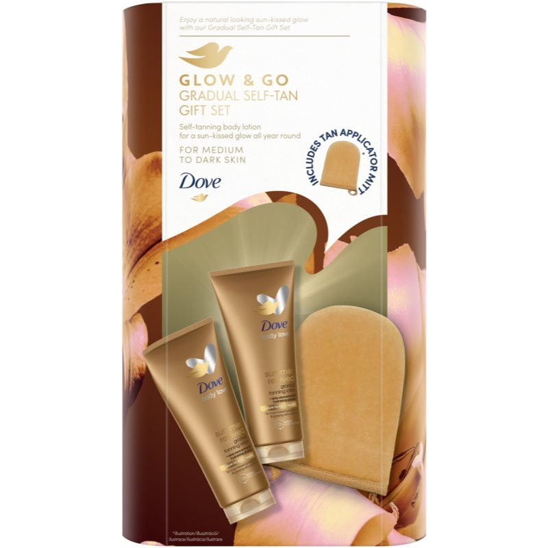 Dove Glow & Go Gradual Self-Tan Gift Set sada pro dokonalé opálení
